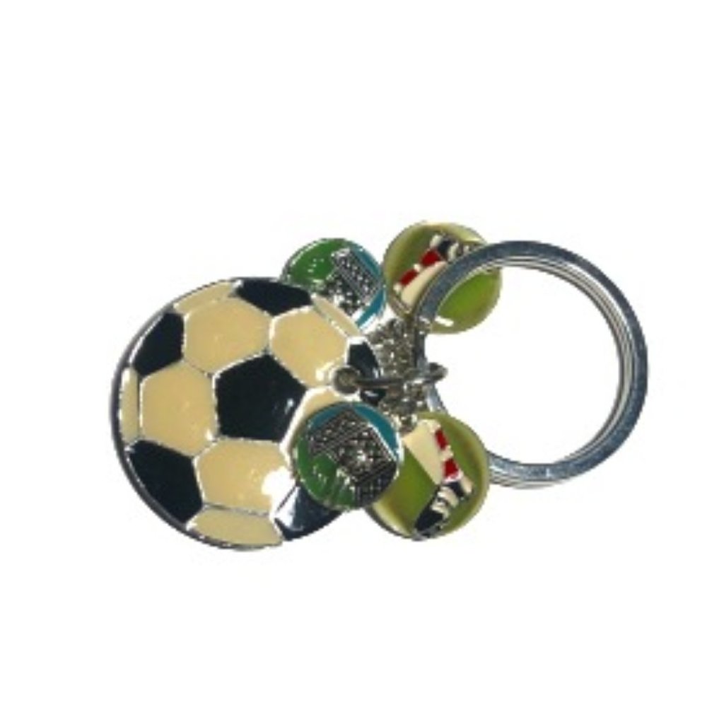 SOCCER Mom Player Silver Enamel Dangle Keychain